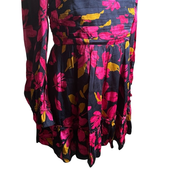 Saylor Fritz Floral Print Long Sleeve Babydoll Dress Sz‎ M Black Multi Floral - Picture 5 of 11